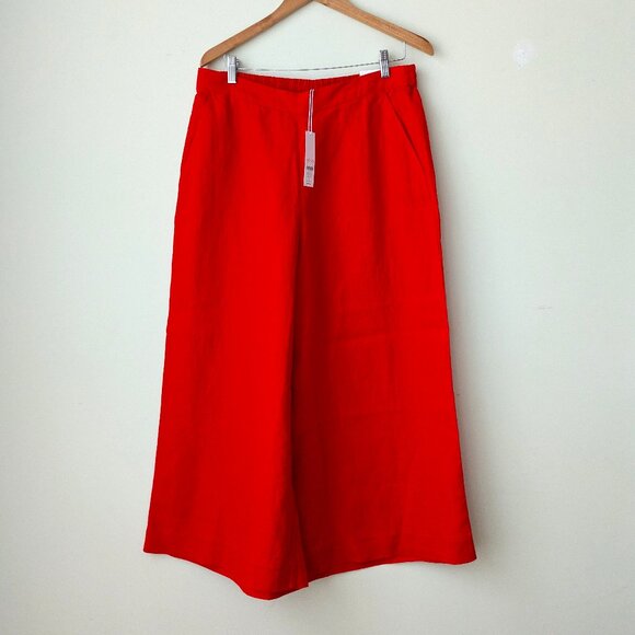 NWT 100% Linen Cropped Wide Leg Pants Culottes Chico's - Picture 1 of 5